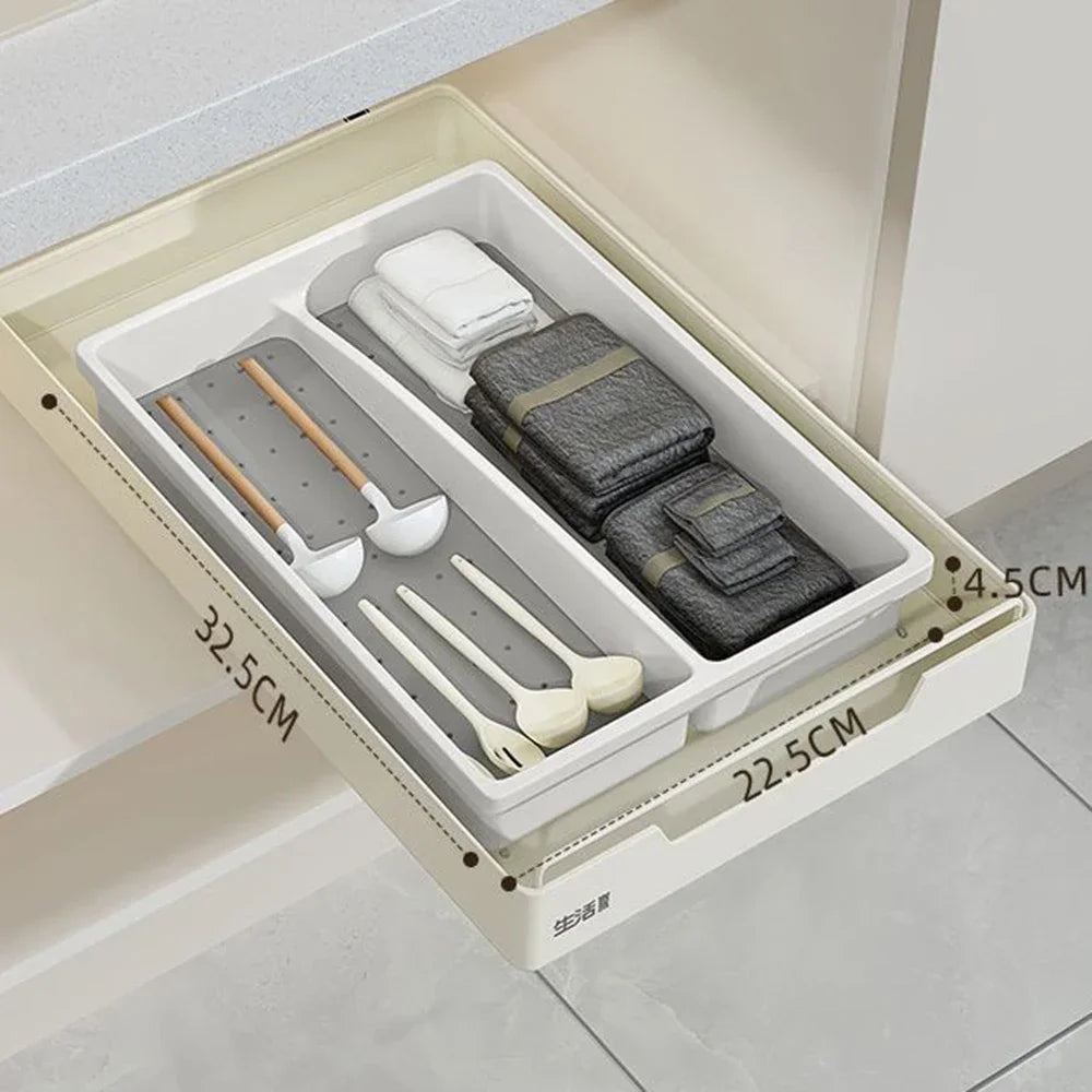 Drawer Kitchen Organizer Silverware Utensil Tray for Flatware Cutlery Holder White Separate Storage Cutlery Kitchen Organiser