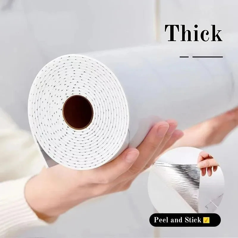 Thick Foam Marble Wall Stickers Peel and Stick Wallpaper Aluminum Foil Bottom Faux Tile Self Adhesive Wall Paper Home Decoration