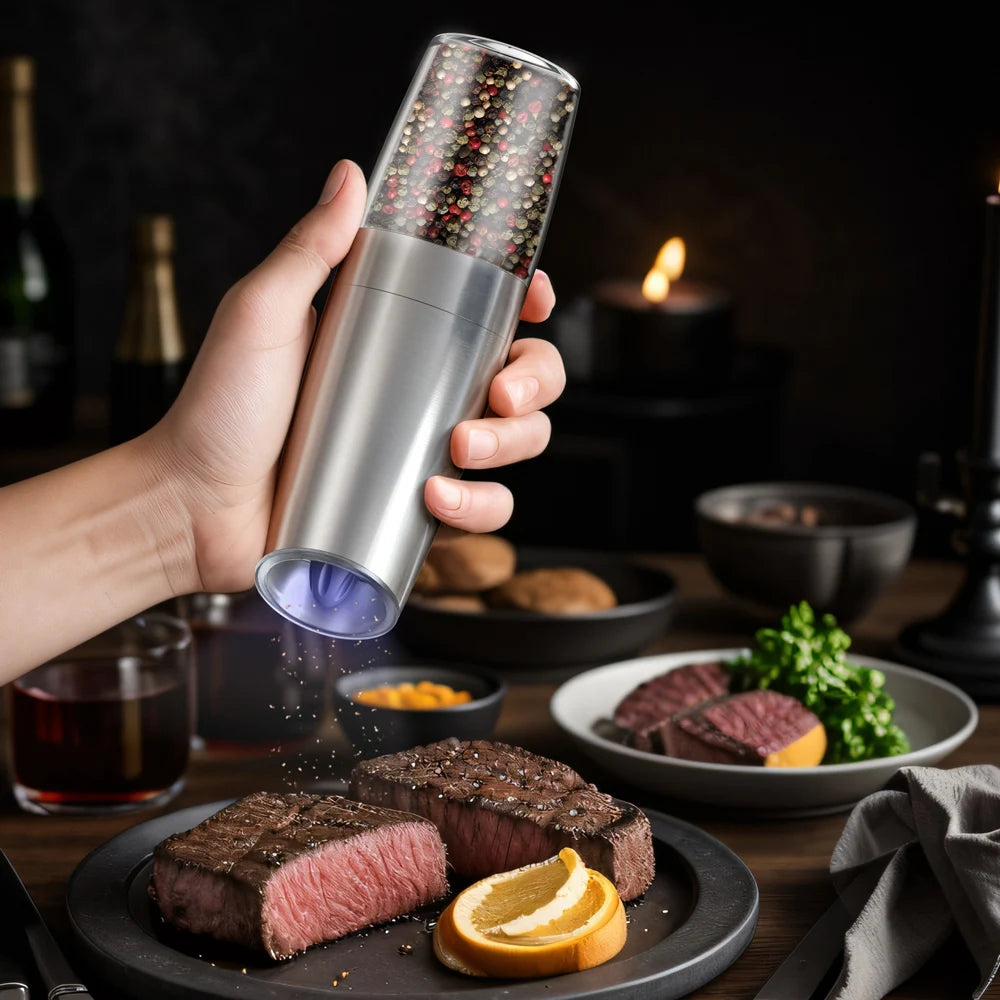 Electric Automatic Salt and Pepper Grinder Set with Led Light Grinder Set Spice Mill Adjustable Spices Grinder Kitchen Tools
