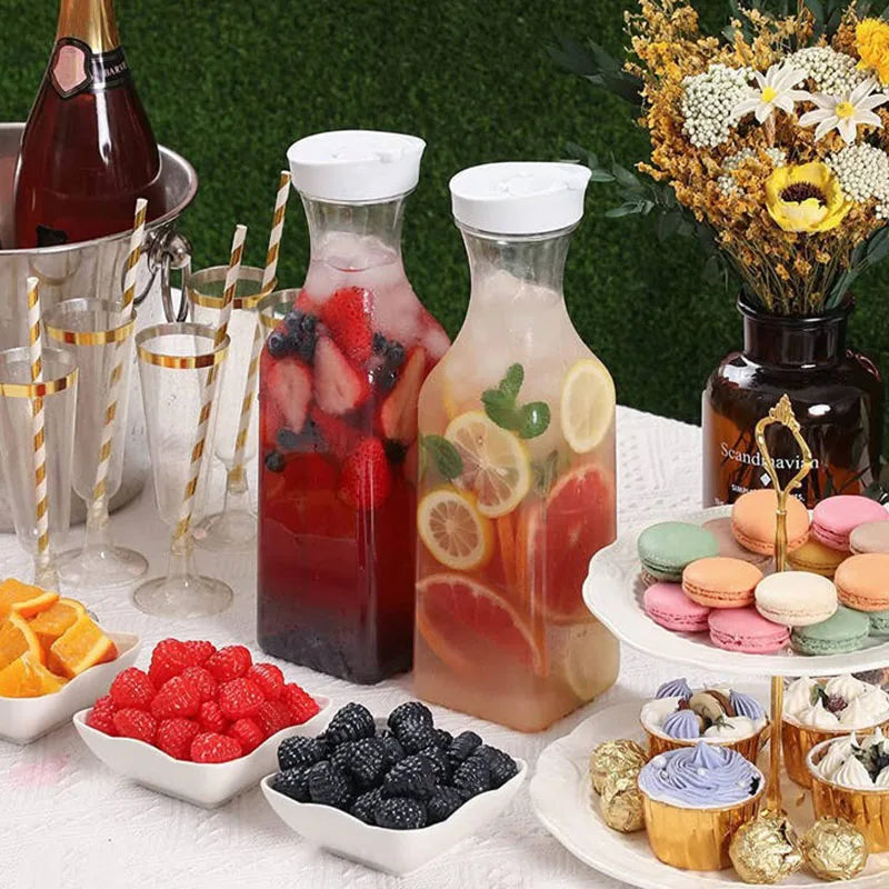 50 Oz Large Plastic Water Bottle with Flip Cap, Square Base Juice Container, Clear Plastic Water Bottle, Beverage Milk Bottle