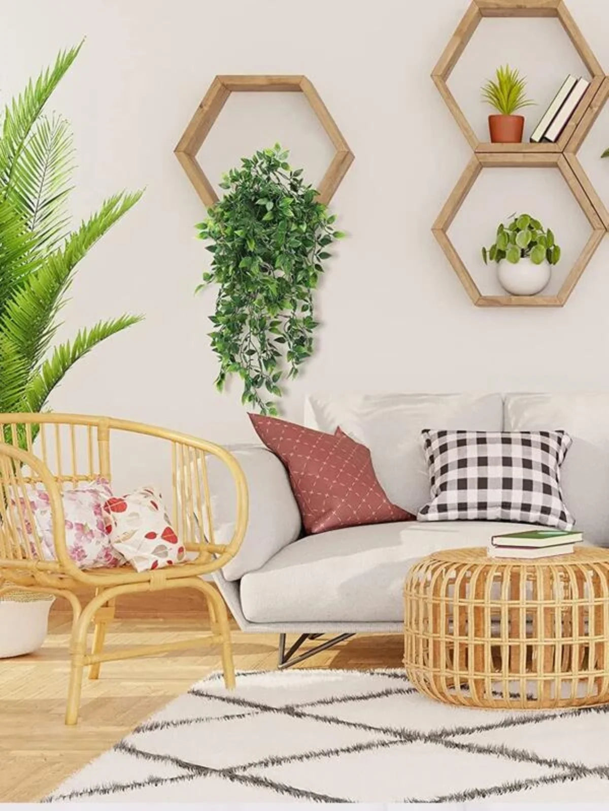 Artificial Hanging Plants 34in Fake Ivy Vine Fake Ivy Leaves for Wall House Room Patio Indoor Outdoor Home Shelf Office Decor