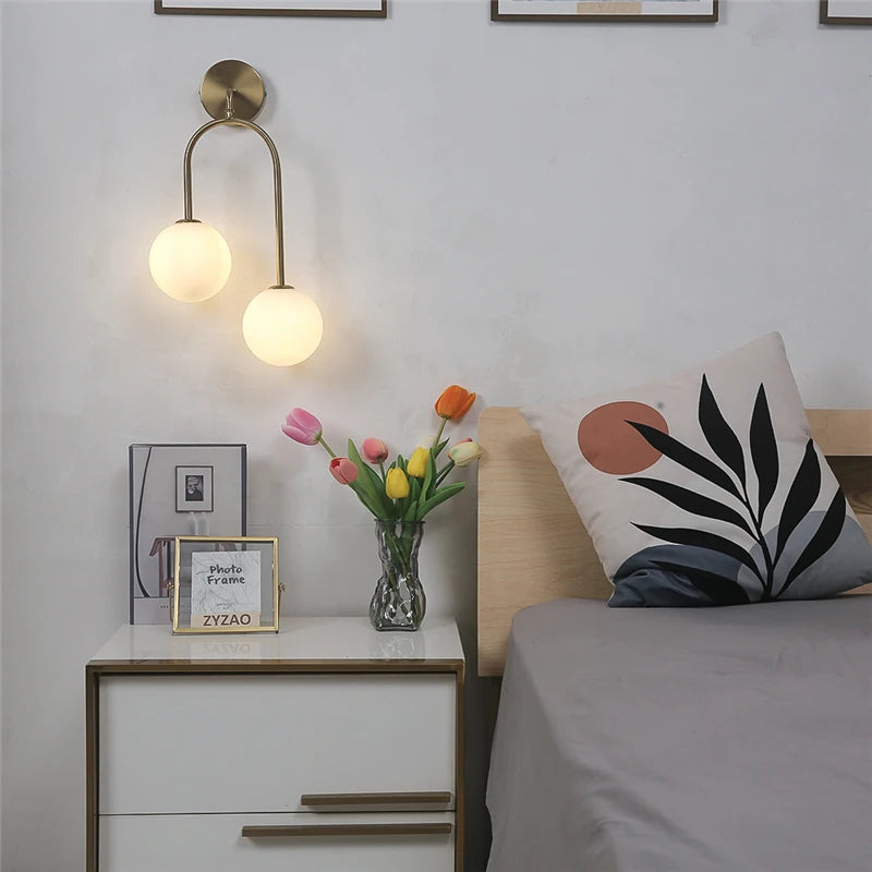 Creative Glass Ball Wall Lamps Modern Bedroom Bedside Lamp Living Room Background Wall Lights Home Decoration Lighting Fixtures