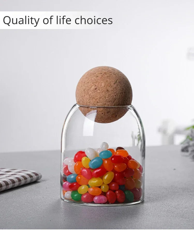 Glass Sealed Jar Kitchen Miscellaneous Grain Storage Jar Coffee Bean Transparent Glass Product Storage Jar