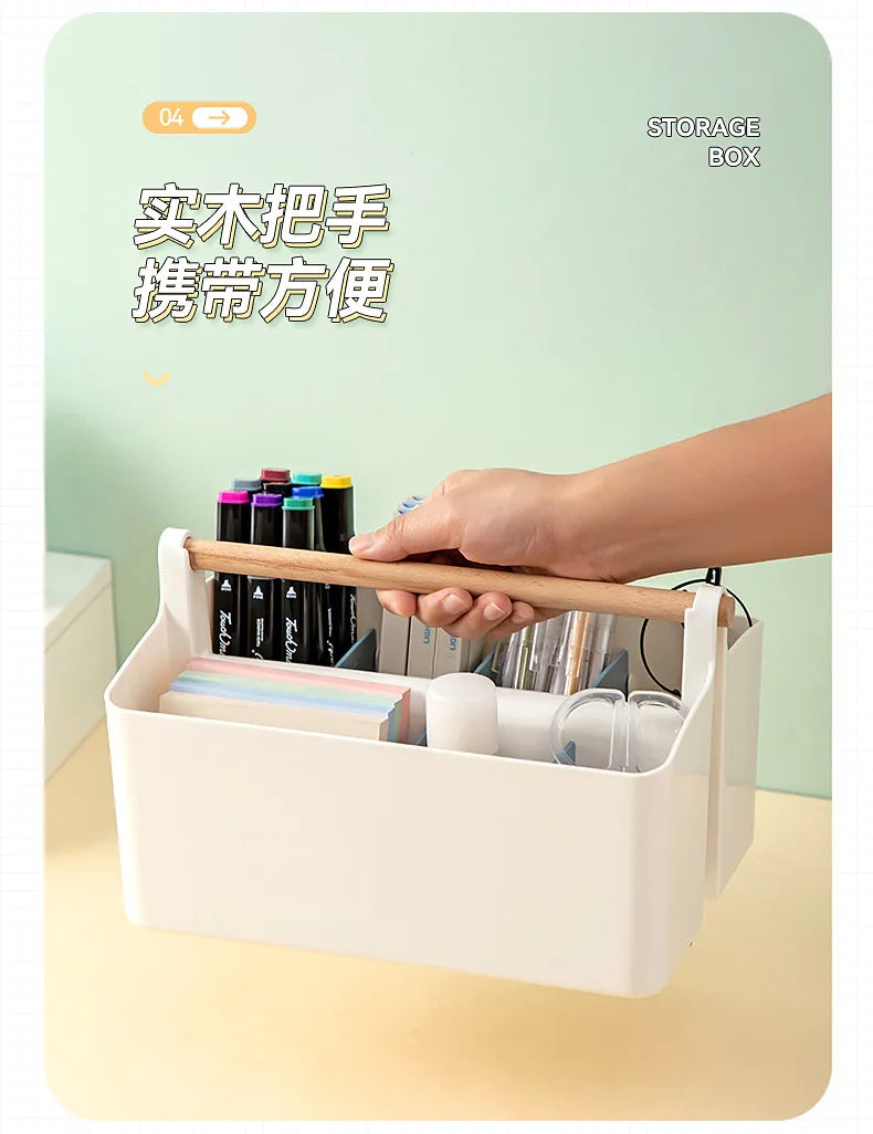 Portable Desktop Pen Holder Large Capacity Cute Marker Pen Stationery Storage Box Creative Pencil Holder Desktop Organizer