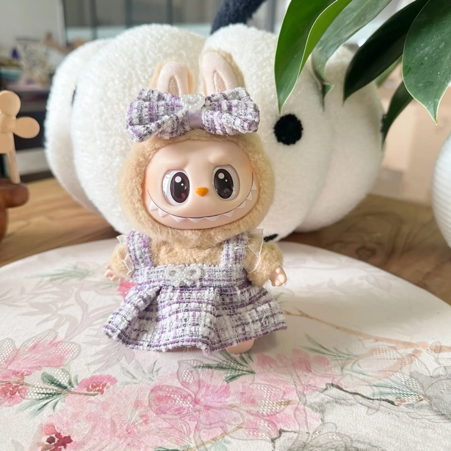 17CM Cute Labubu Doll Clothes Outfit Accessories Classic Dress Set for V2 Mini Dolls Clothing Girl Kid Gift Labubu Ropa