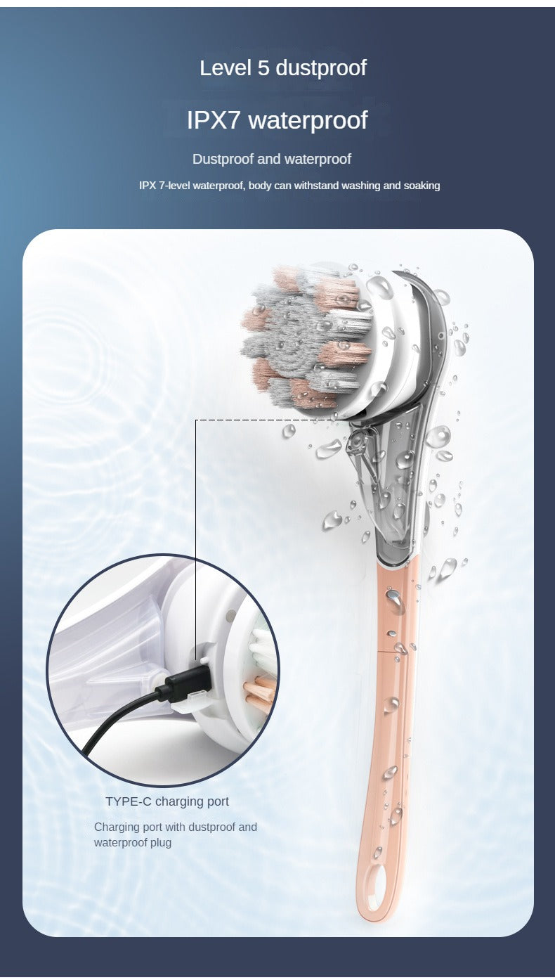 Electric Bath Brushes Shower Cleaning Body Massage Brush Multifunctional Brush Spa Waterproof IPX7 Long Handle Back Brushes
