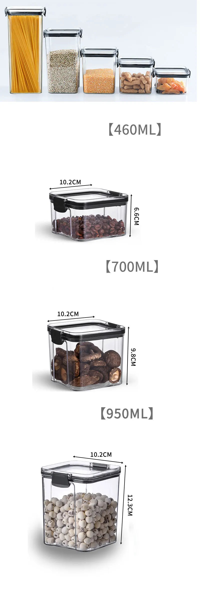 Food Storage Containers Kitchen Storage Tissue Preservation Transparent Containers Multigrain With LIDS Household Airtight Cans