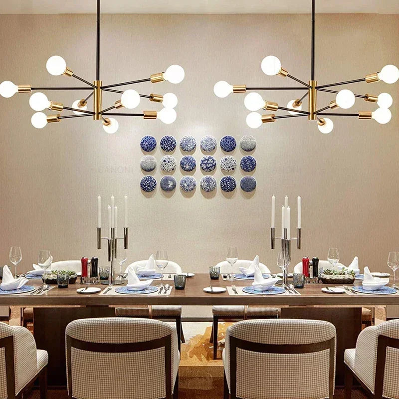 Postmodern Living Room Chandelier Dining Room Bedroom Light Luxury Nordic Lamps Simple Atmospheric Molecular Lamp Home Decor
