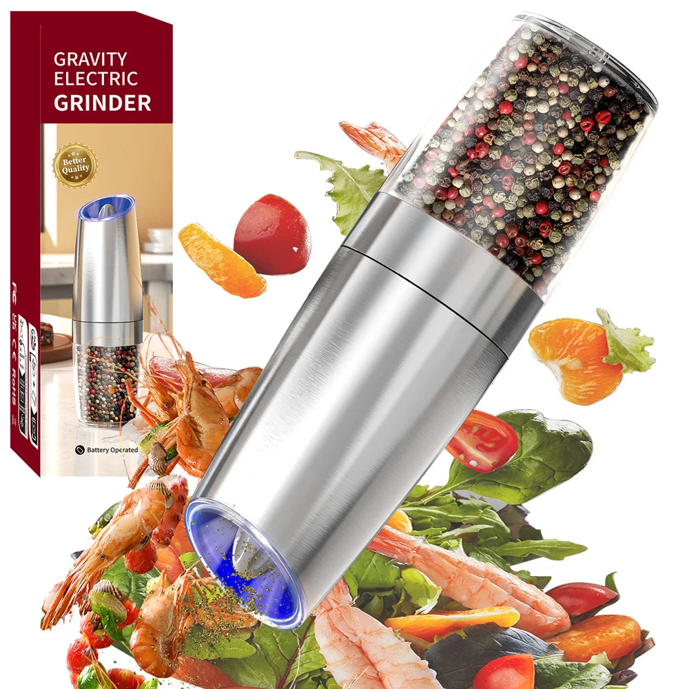 Electric Automatic Salt and Pepper Grinder Set with Led Light Grinder Set Spice Mill Adjustable Spices Grinder Kitchen Tools