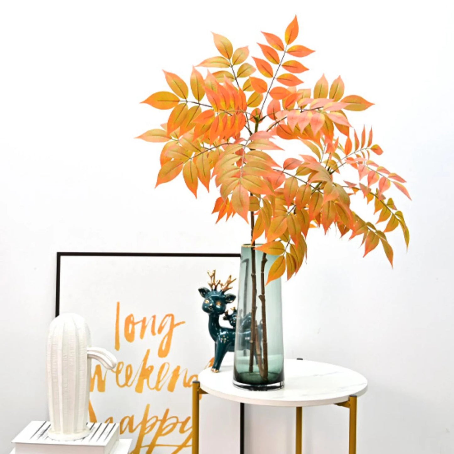 76-140(49.2in)Artificial Ficus Tree Branch Fake Lacquer Tree Plastic Banyan Plants Green Tall Palm Leaves For Home Garden Decor