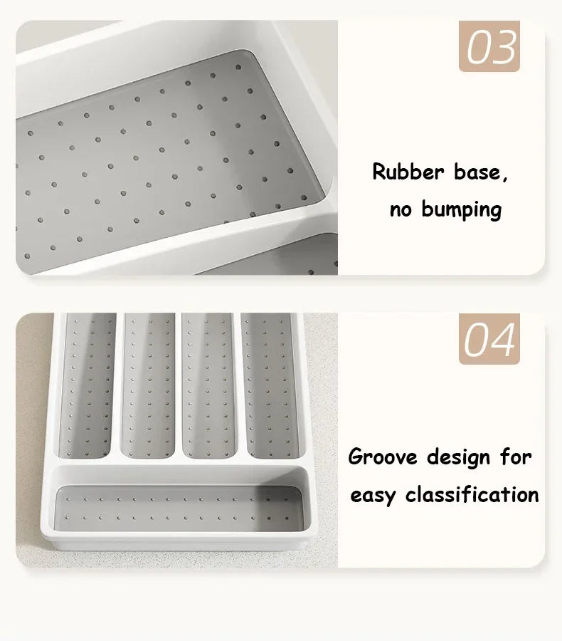 Drawer Kitchen Organizer Silverware Utensil Tray for Flatware Cutlery Holder White Separate Storage Cutlery Kitchen Organiser