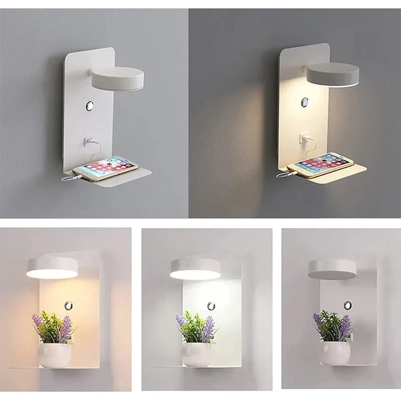 Bedroom Led Wall Lamps with USB Charge Wall Light Indoor Lamp for Living Room Decor Wall Panels with Switch Aisle Modern Sconce
