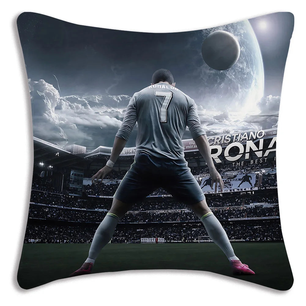 Pillow Covers Cartoon Sofa Decorative Home Double-sided Printing Short Plush Cute Cushion Football Star C Ronaldo Number 7 Cover