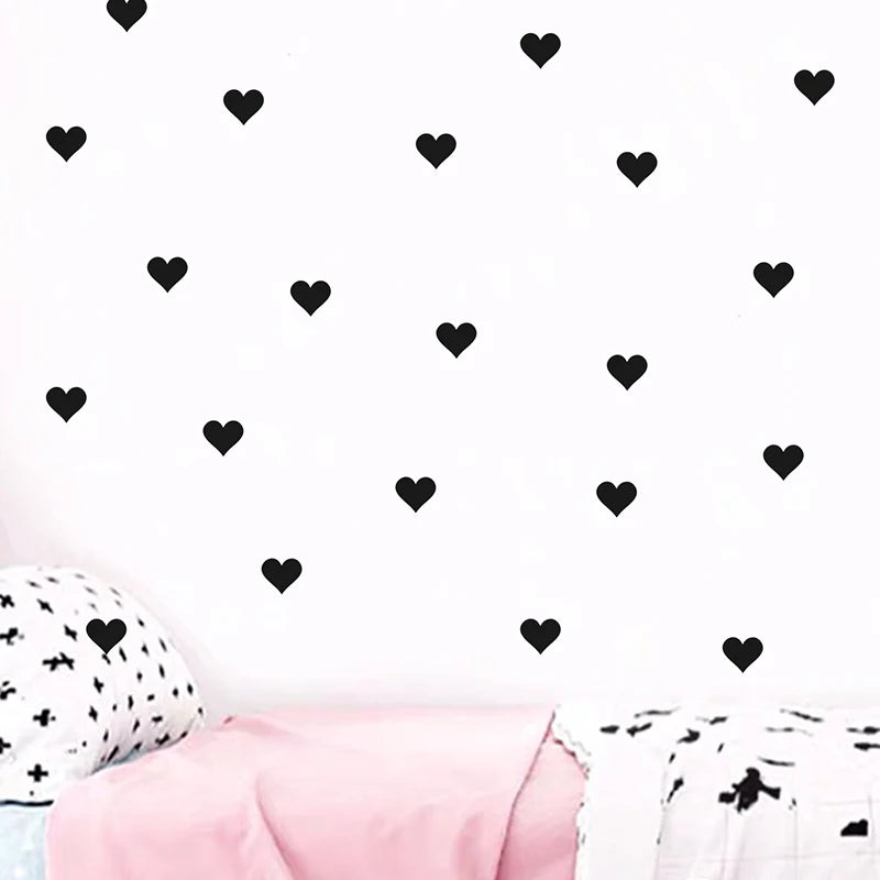 54pcs/set 5cm Soft Pink Heart Shape Wall Stickers for Kids Room Baby Nursery Room Wall Decals Bedroom Girl Room Home Decor Vinyl