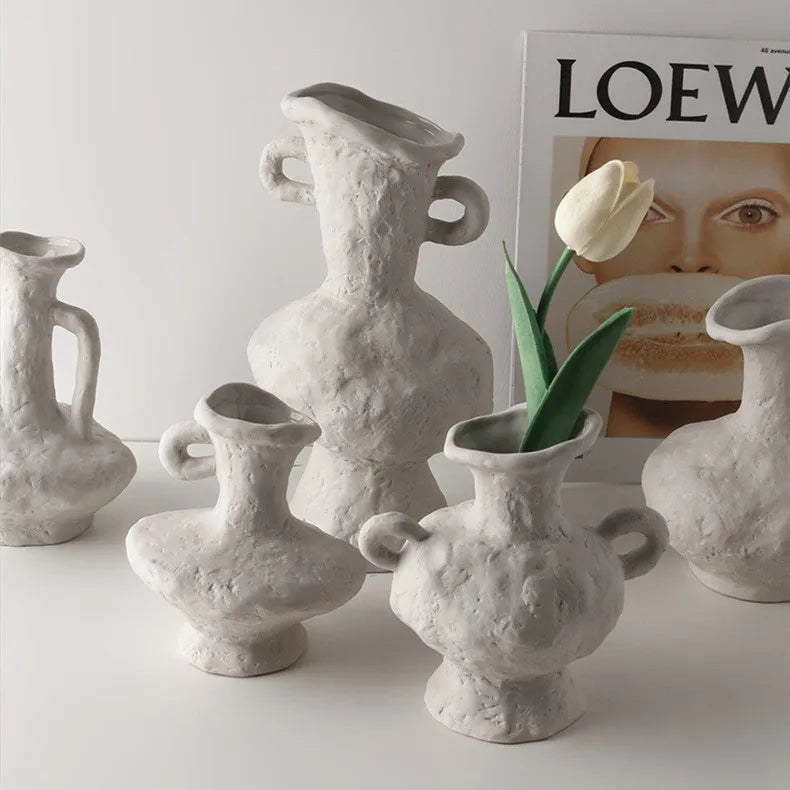 Hydroponics Nordic Style Simple Flower Pot, Ceramic White Vases, Table Accessories, Bathroom Aesthetic Room Decoration
