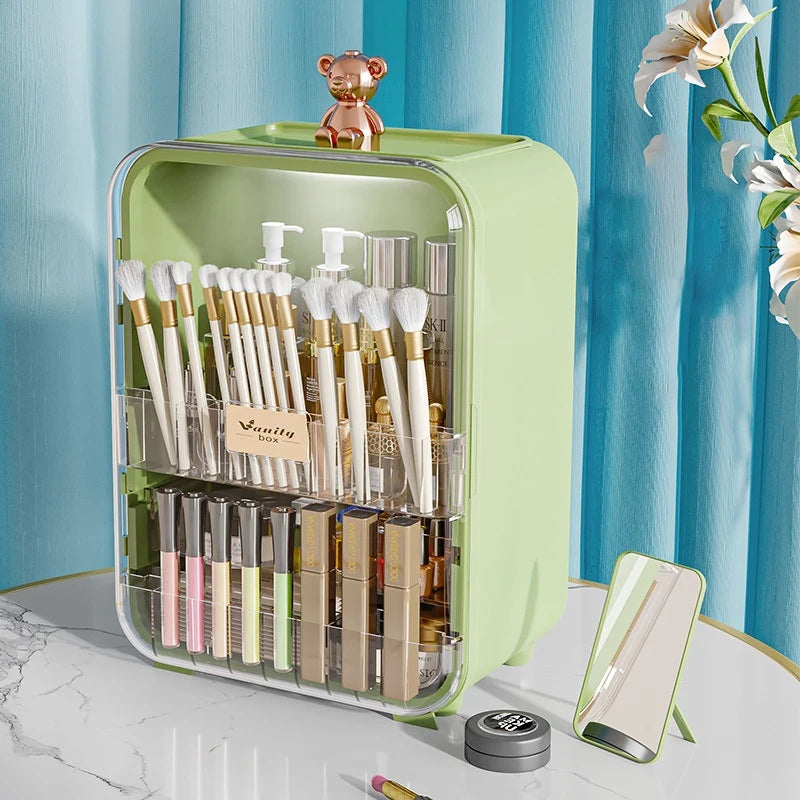 Light Luxury Cosmetic Organizer Large Capacity Cosmetics Storage Box With Led Mirror Jewellery Organizer Dustproof Luxury
