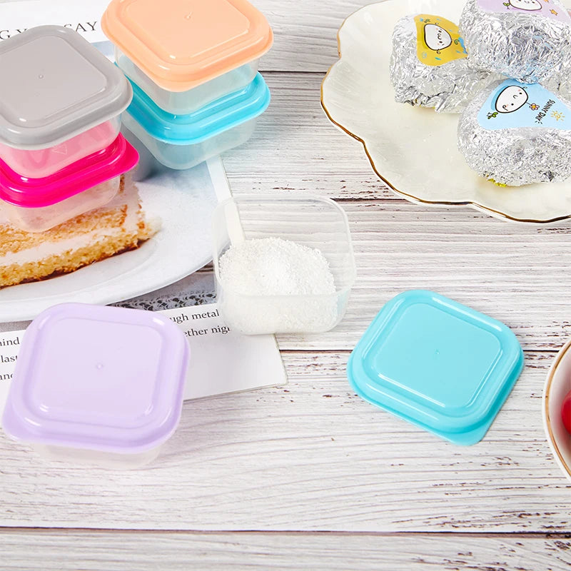 6Pcs Food Storage Container Small Plastic Moisture-proof Containers Mini Kitchen Storage Box with Leakproof Lid Kitchen Accessor