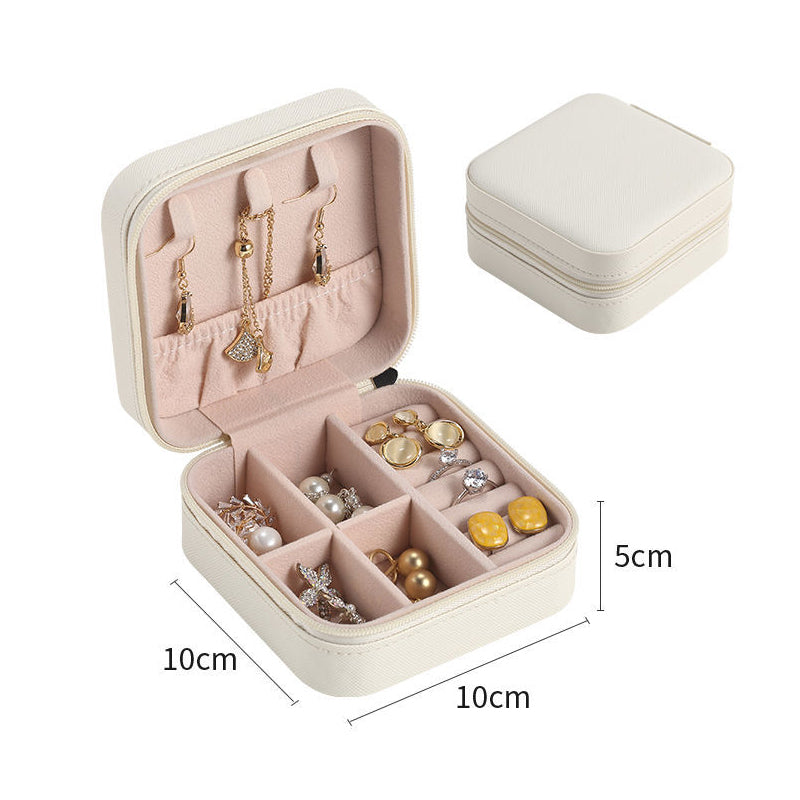 Portable Jewelry Box Jewelry Organizer Display Travel Jewelry Case Boxes Button Leather Storage Zipper Jewelers Joyero