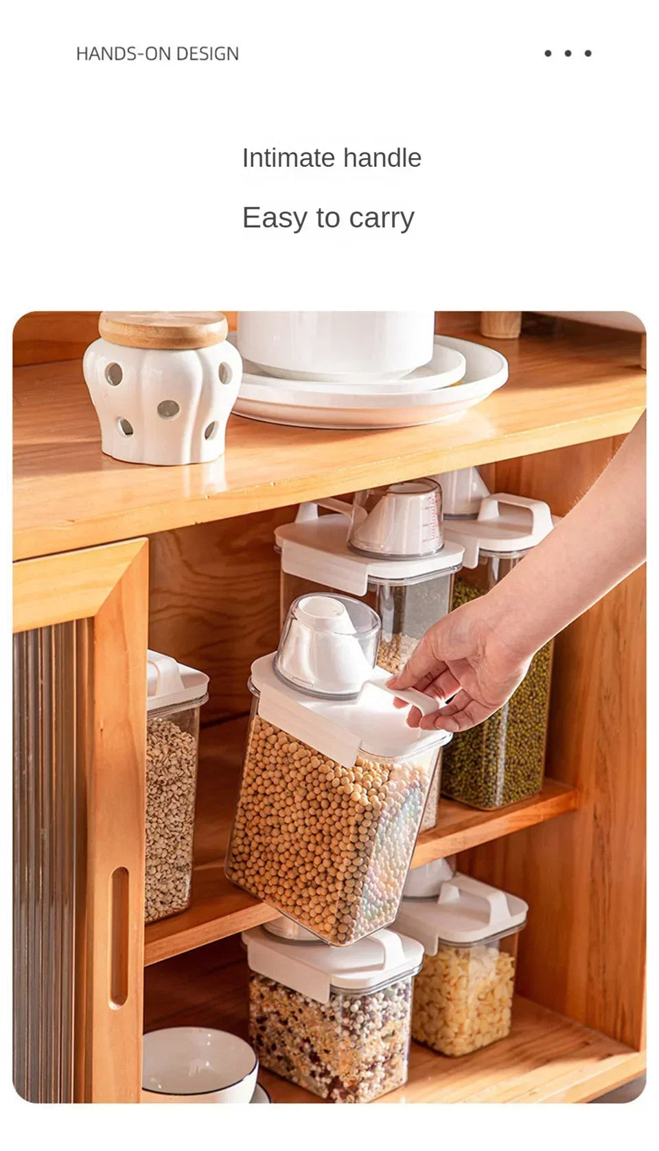 Food Storage Containers with Measuring Cup Moisture-proof Powder Cereal Storage Tank Detergent Plastic Airtight Kitchen Items