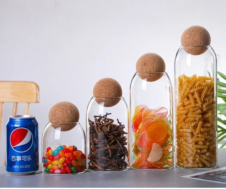 Glass Sealed Jar Kitchen Miscellaneous Grain Storage Jar Coffee Bean Transparent Glass Product Storage Jar