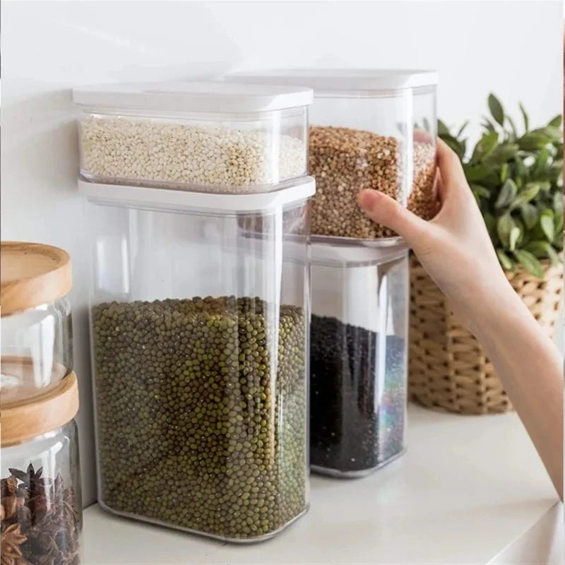 Plastic Sealed Storage Box Transparent Food Container Coffee Bean Organizer Food Storage Cereal Dispenser Kitchen Kitchen Items