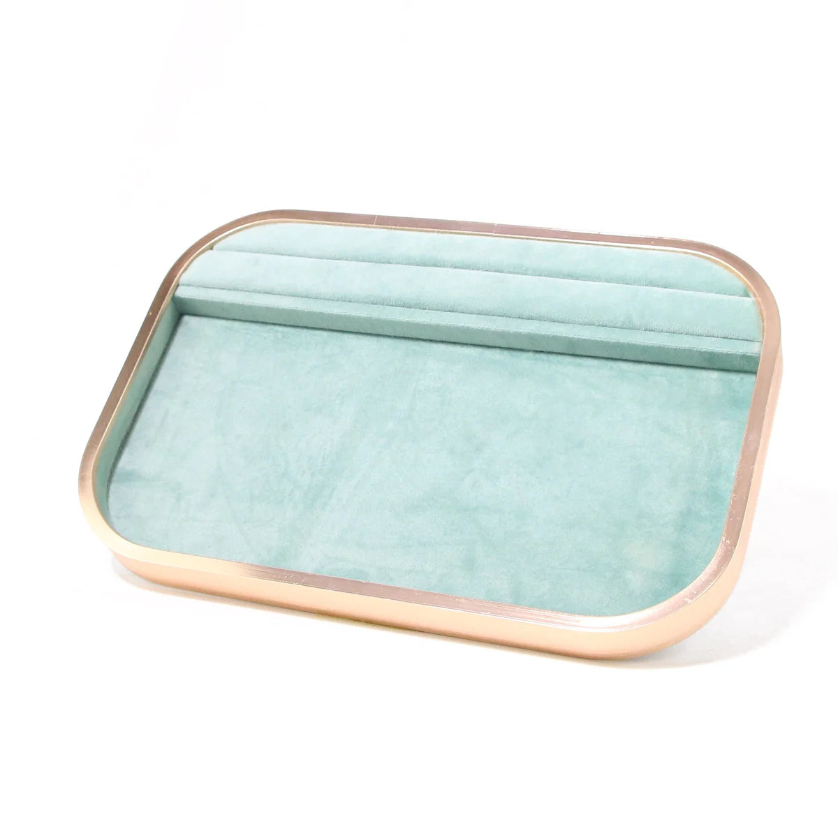 High-grade Metal-edged Jewelry Tray Inside Sufiber Velvet Jewelry Tray Necklace Ring Pendant Bracelet Storage Display Tray