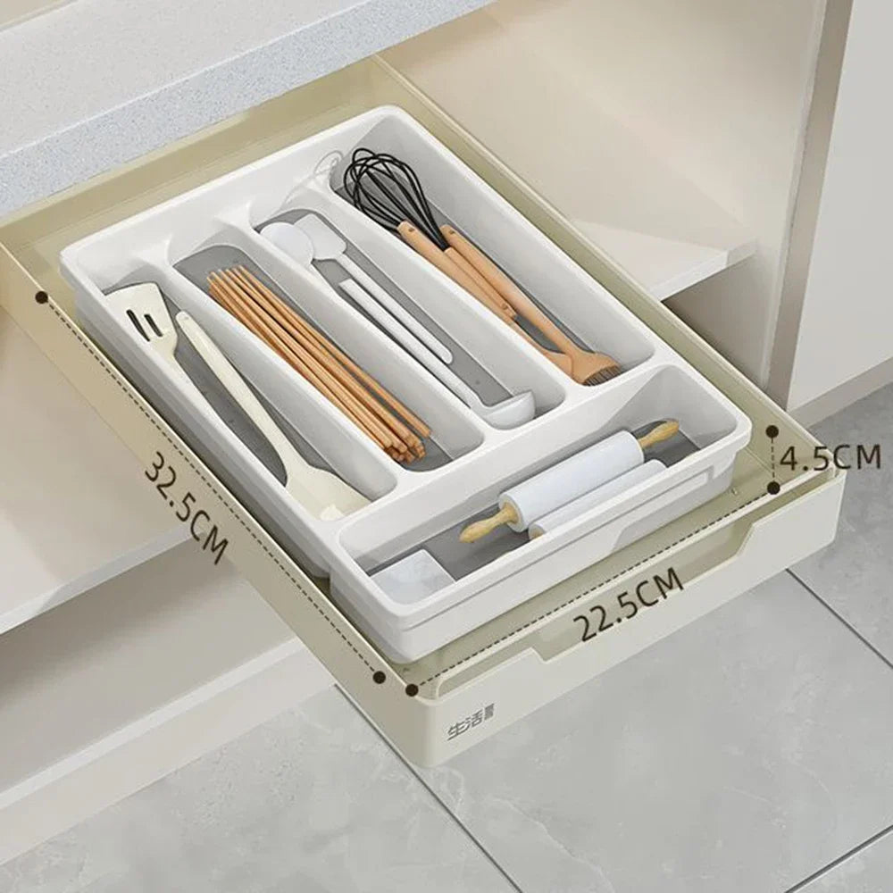 Drawer Kitchen Organizer Silverware Utensil Tray for Flatware Cutlery Holder White Separate Storage Cutlery Kitchen Organiser