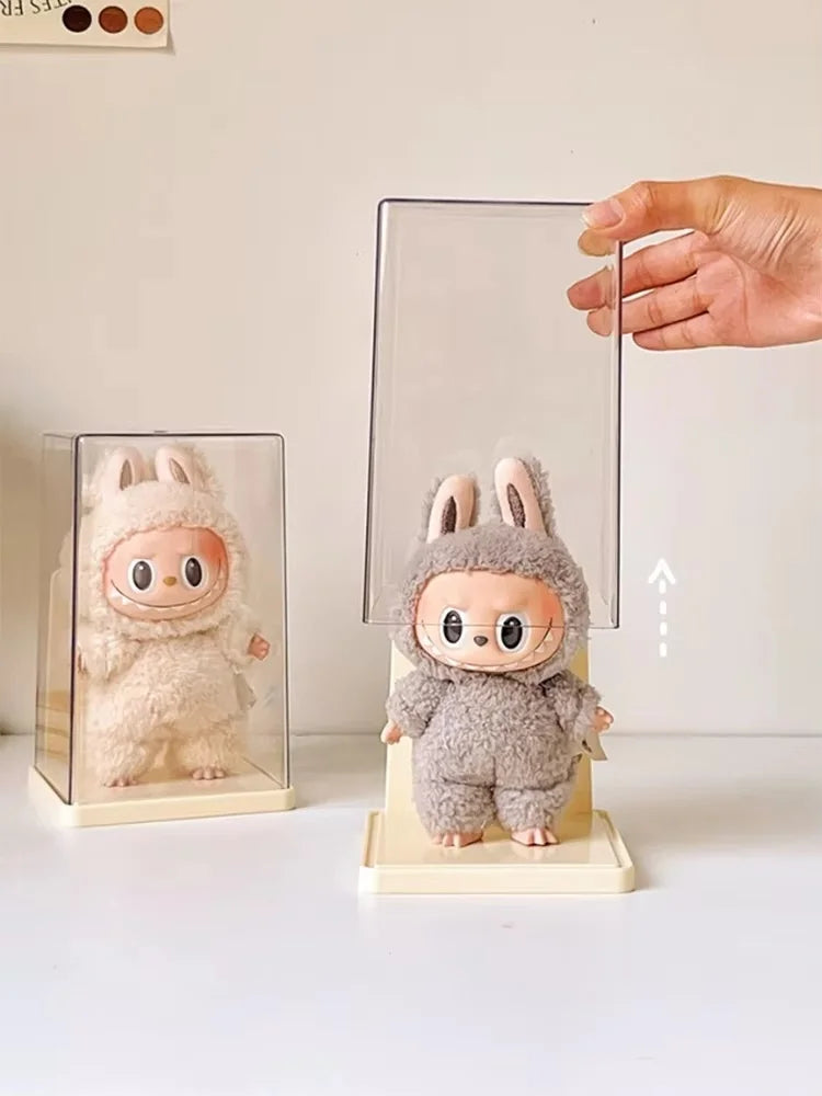 Labubu Acrylic Storage Box Large Capacity Transparent Rectangle Doll Display Cabinet Dustproof Home Desktop Toy Organizer