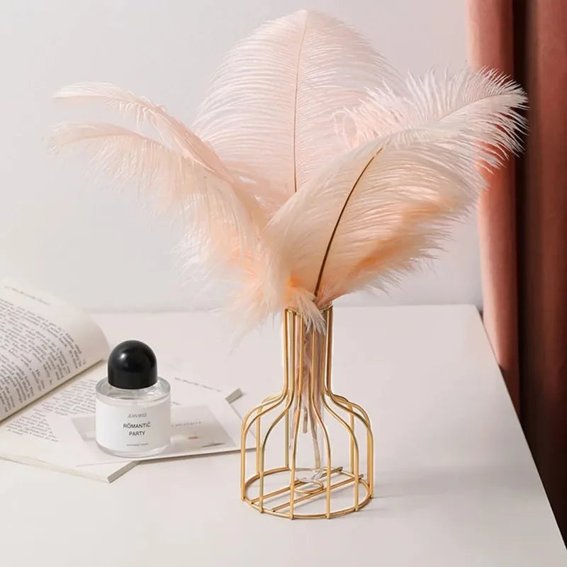 1 set of gold wrought iron metal vase hydroponic container test tube vase living room illustration decoration