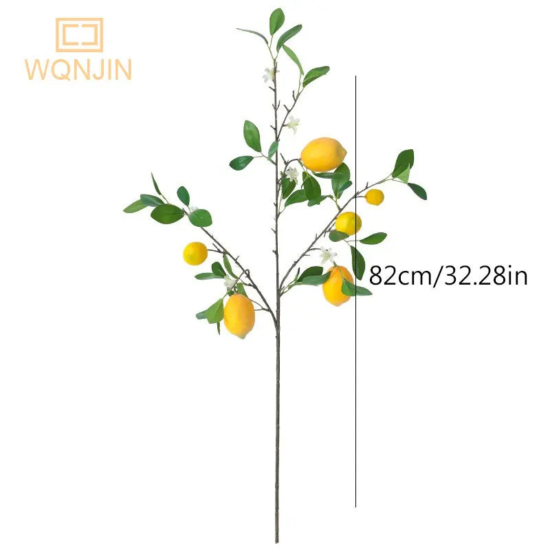 Lemon Branches With Fruit Simulation Green Plants Fresh Home Decoration Photo Props Plastic Fruit Flower Arrangement Fake Flower