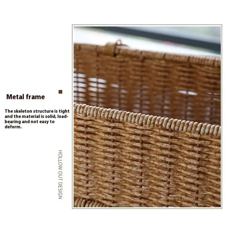 Bohemian Imitation Rattan Storage Basket Woven Dust-proof Frame Home Decoration Organizer