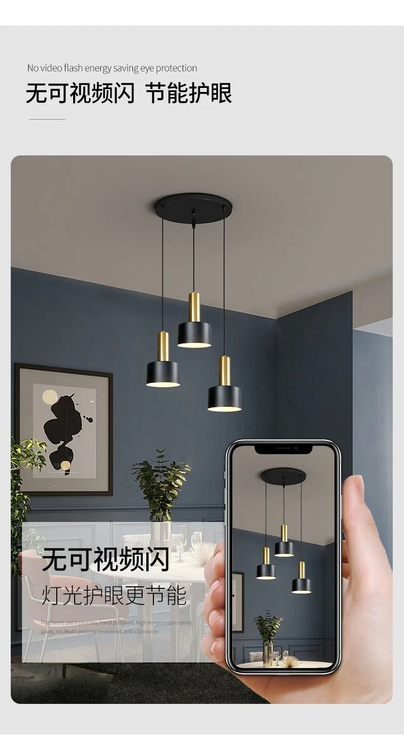 Lighting for Living Room Home Decor Nordic Simple Restaurant Three Chandeliers Luxury Modern Bedroom Bedside Long Table Bar Lamp
