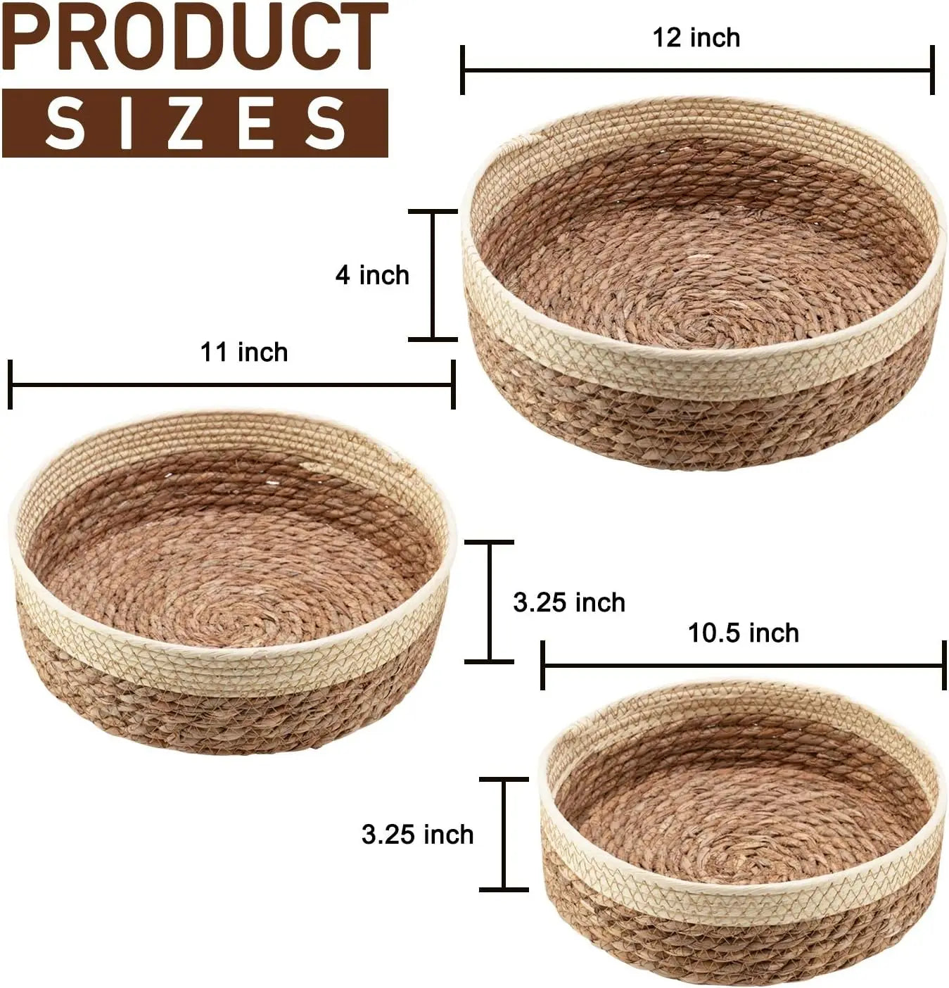 3 Size Woven Storage Basket, Organize Straw Cosmetics Storage Basket, Snack Food Storage Table Basket Made of Cattail Material