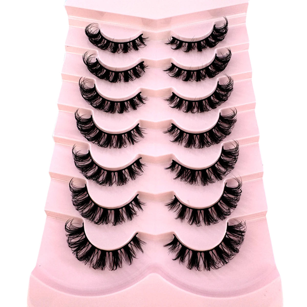 7pairs Natural Russian Strip Lashes Fluffy Mink Lashes 3D False Eyelashes Fluffy Volume Eyelashes Fake Eyelash Extension Make Up