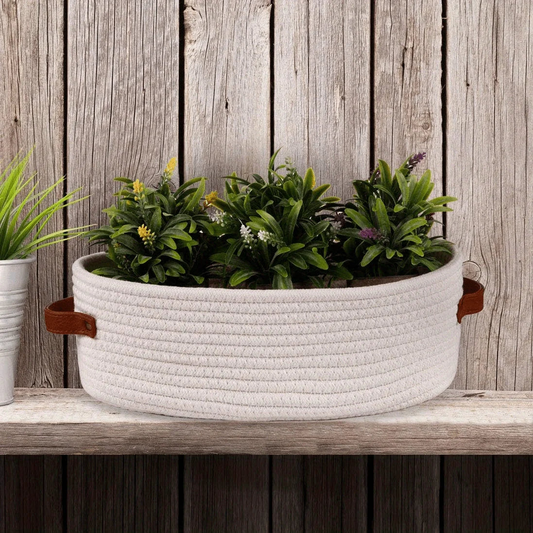 1 multifunctional woven storage basket with dual handles - perfect for desktop organization and toilet paper holder