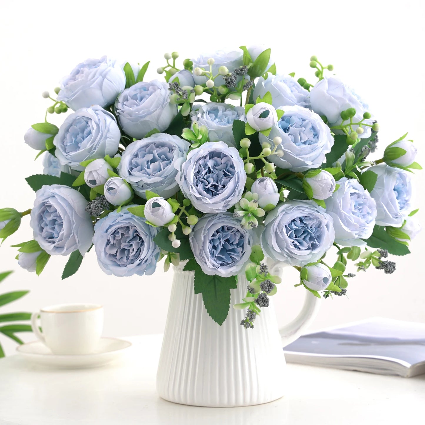 1pc Artificial Flower for Decoration Fake Flowers Silk Peony Faux Bouquet Plastic Arrangements for Home Bridal Wedding Party