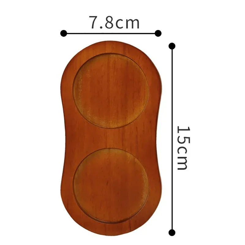 Wood Pepper Mill Tray Bamboo Salt Pepper Shaker Stand Tray Double Hole Base Tea Tray Home Decor Seasoning Bottle Storage Holder