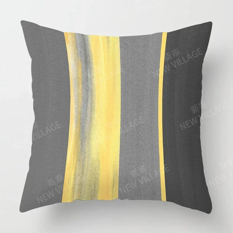 Upgrade your living room decor with a stylish geometric cushion cover in yellow and white Home Decor 45x45 40x40 50x50 60x60