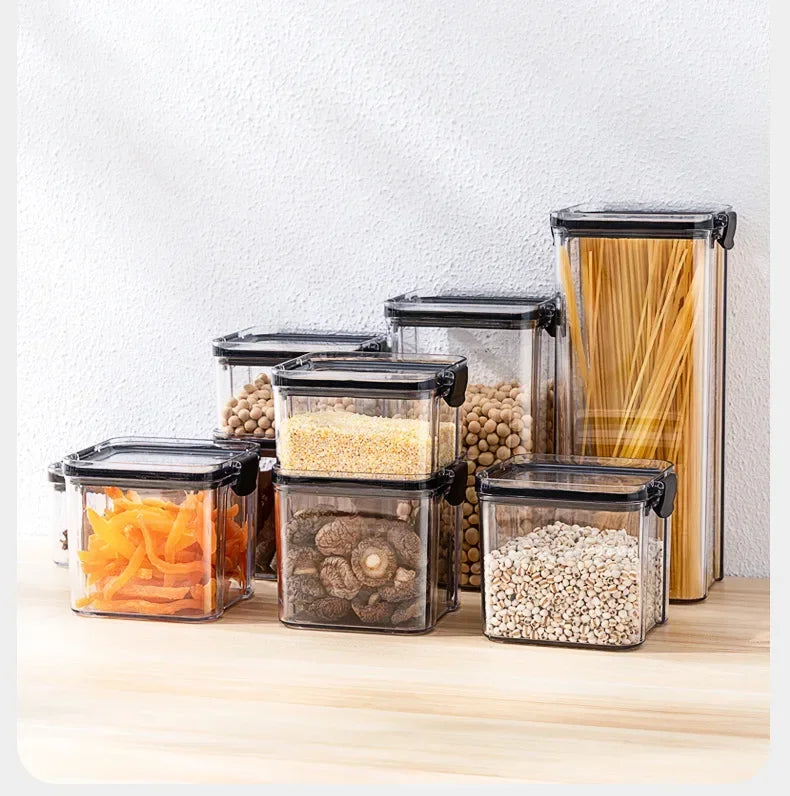 Kitchen Refrigerator Food Storage Container Multigrain Storage Tank Transparent Sealed Cans Noodle Box Bottle Canisters with Lid
