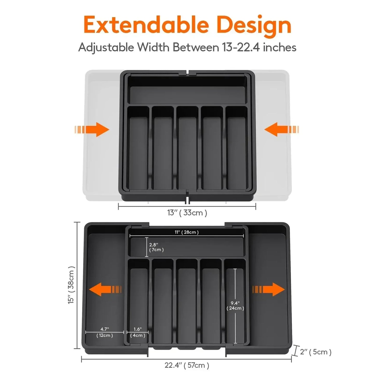 Kitchen Organizer Tray Adjustable Pantry Organizer Utensil Cutlery Drawer for Silverware Tableware Expandable Kitchen Drawer