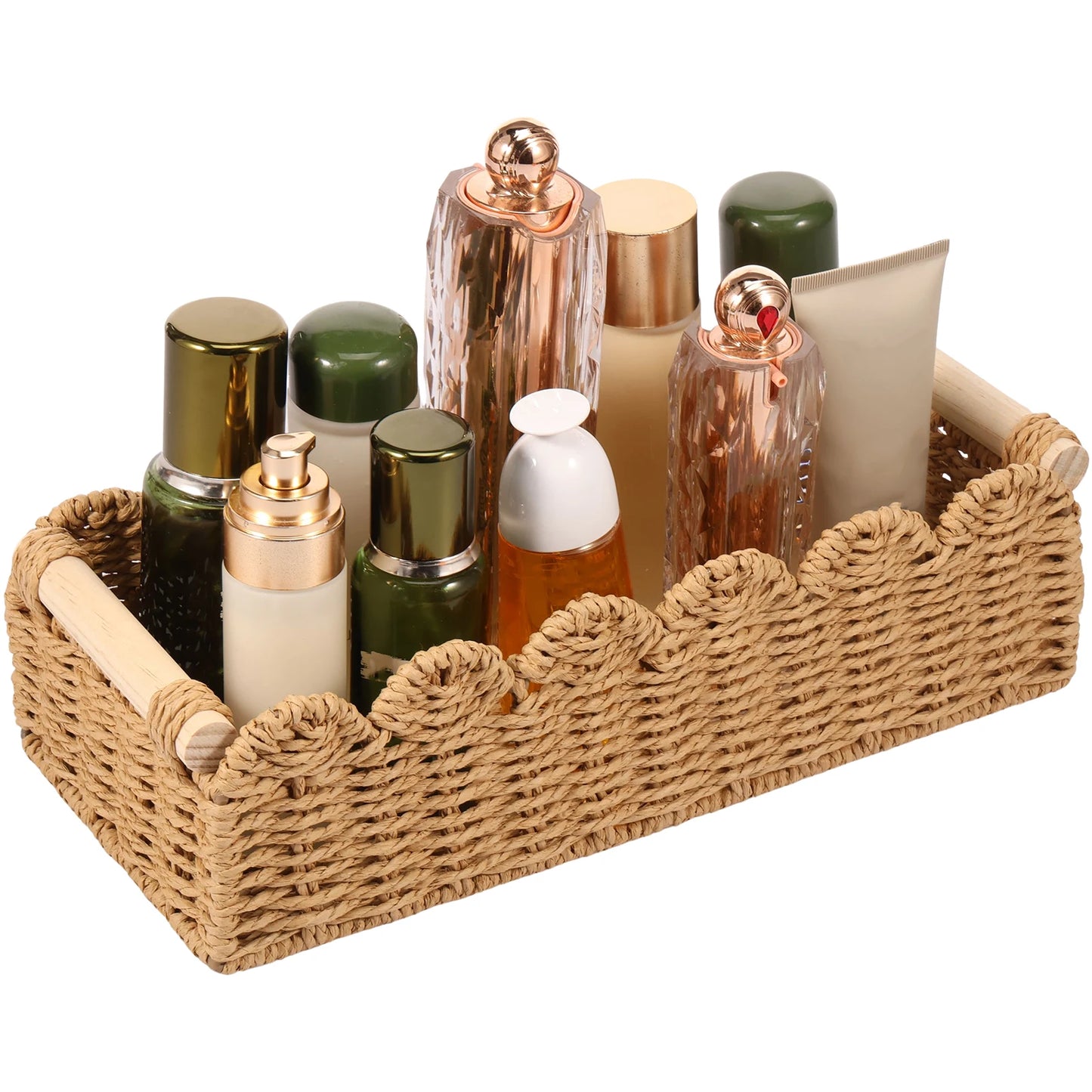 Handwoven Storage Basket Woven Sundries Rectangular Cosmetics Box Clothes Laundry Basket Household Towel Toys Container