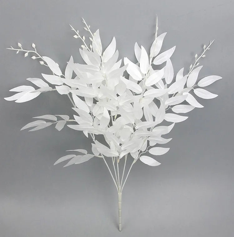 5 Branches Silk Artificial Willow Bouquet Fake Green Leaves Party Wedding Backdrop Decoration Faux Foliage Vine DIY Plant Wreath