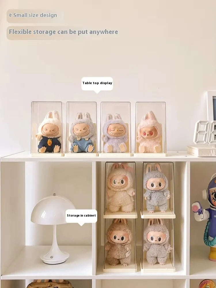 Labubu Acrylic Storage Box Large Capacity Transparent Rectangle Doll Display Cabinet Dustproof Home Desktop Toy Organizer