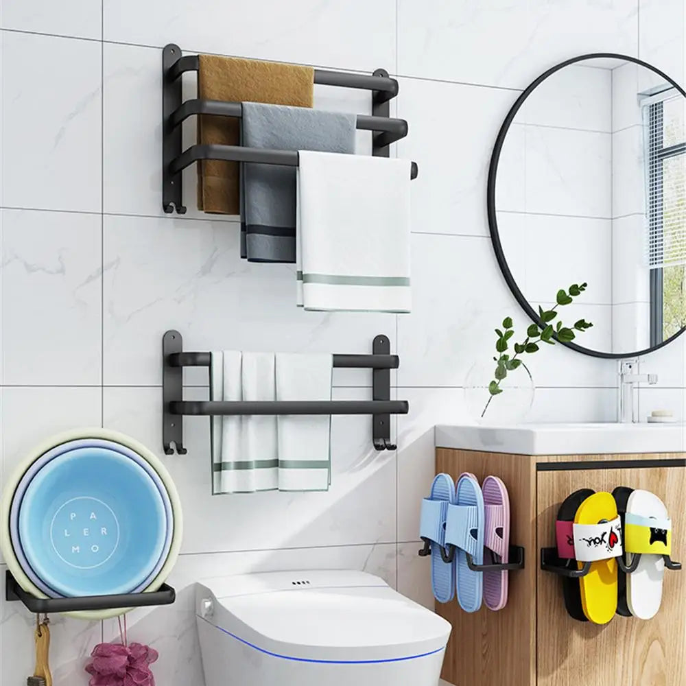 Bathroom Towel Rack 3 Layers No Drill Towel Holder Shower Rack Aluminum alloy Storage Shelf Bathroom Accessories