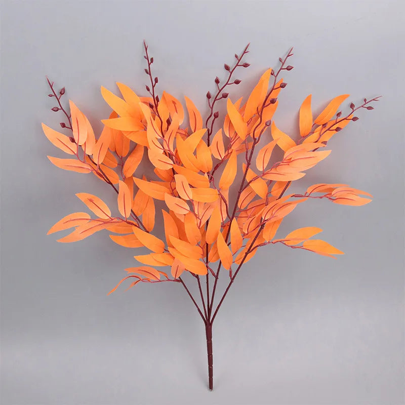 5 Branches Silk Artificial Willow Bouquet Fake Green Leaves Party Wedding Backdrop Decoration Faux Foliage Vine DIY Plant Wreath