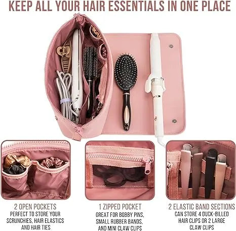 Hair Tools Travel Bag and Heat Resistant Mat Hair Dryer Carrying Case Waterproof Storage Case Portable Multipurpose Organizer