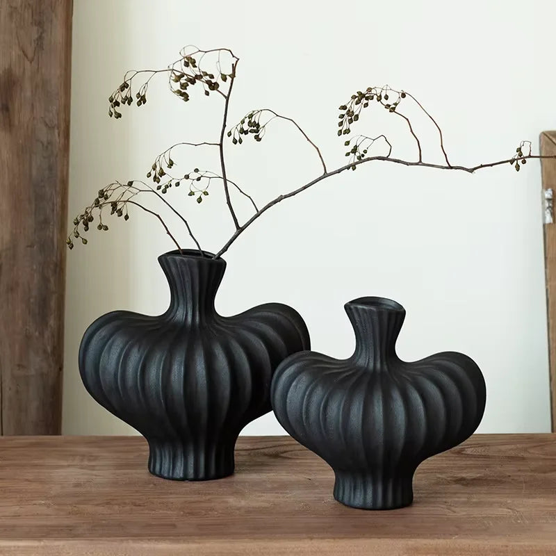 Creative Ceramic Vase Living Room Desktop Ornament Flower Arrangement Dried Flower Retro Decor Vase Home Decor
