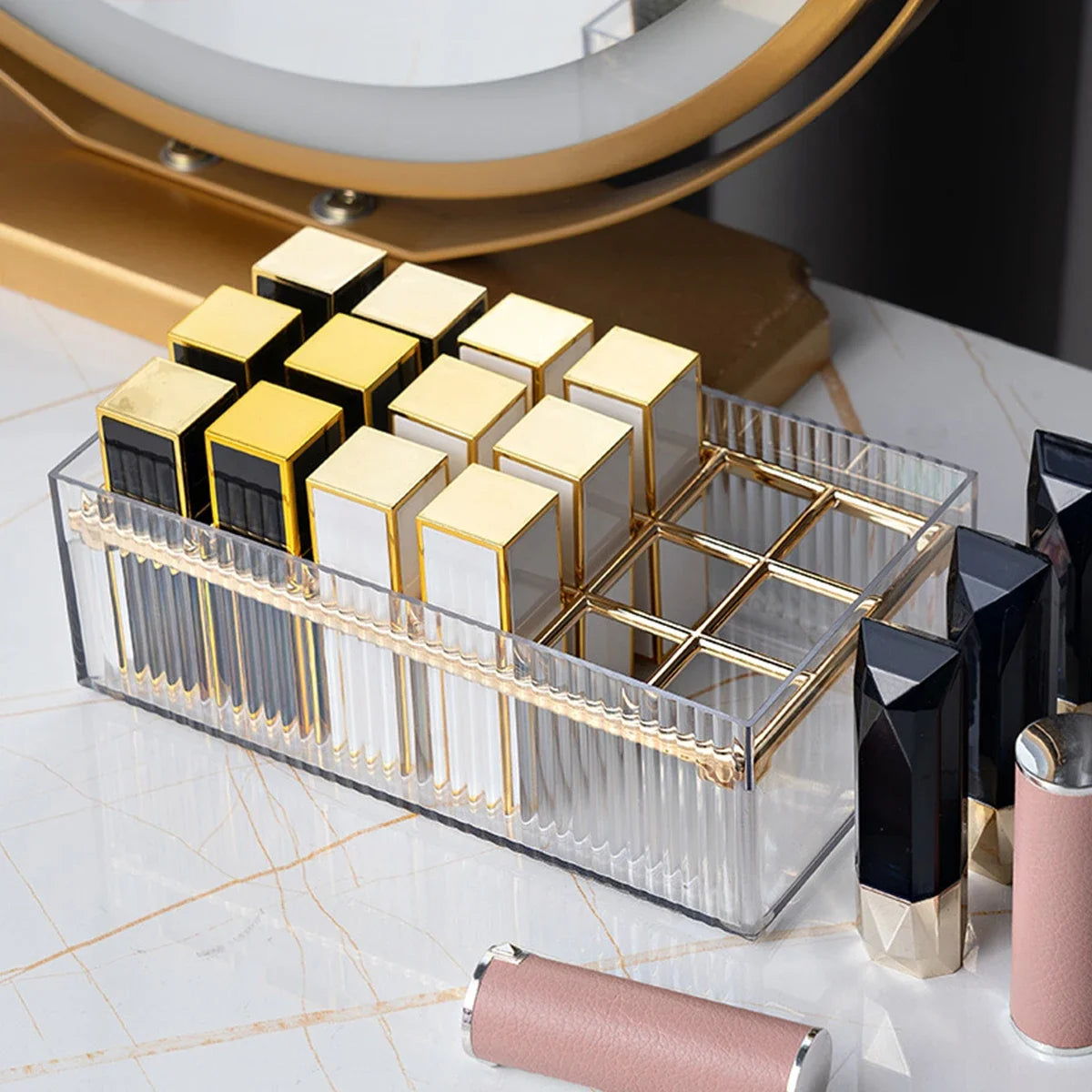 Plastic Make Up Organizer 18 Space Decoration for Dresser Countertop Storage Stand Lipstick Holder Lip Gloss Holder Organizer