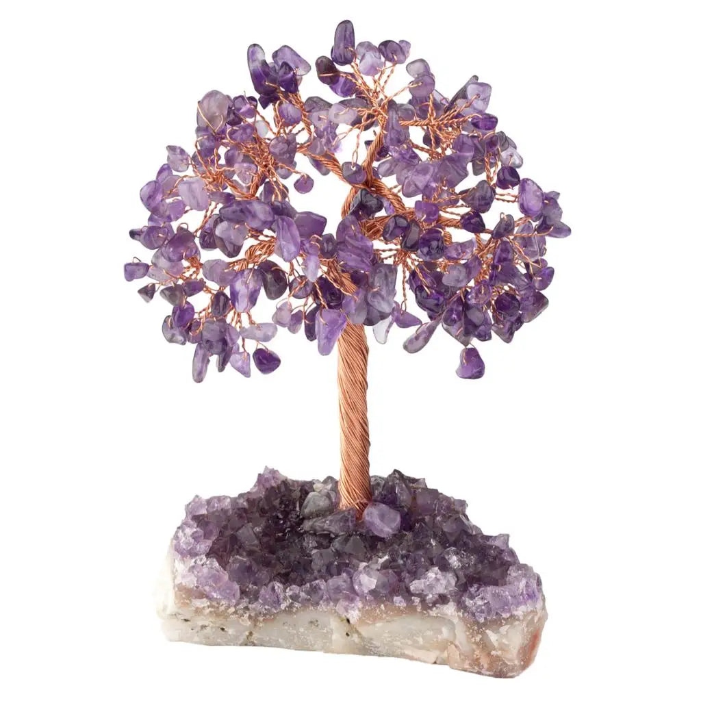 Natural Crystal Money Tree With Rough Amethyst Cluster Base For Luck Wealth Fengshui Home Decoration Desktop Ornaments