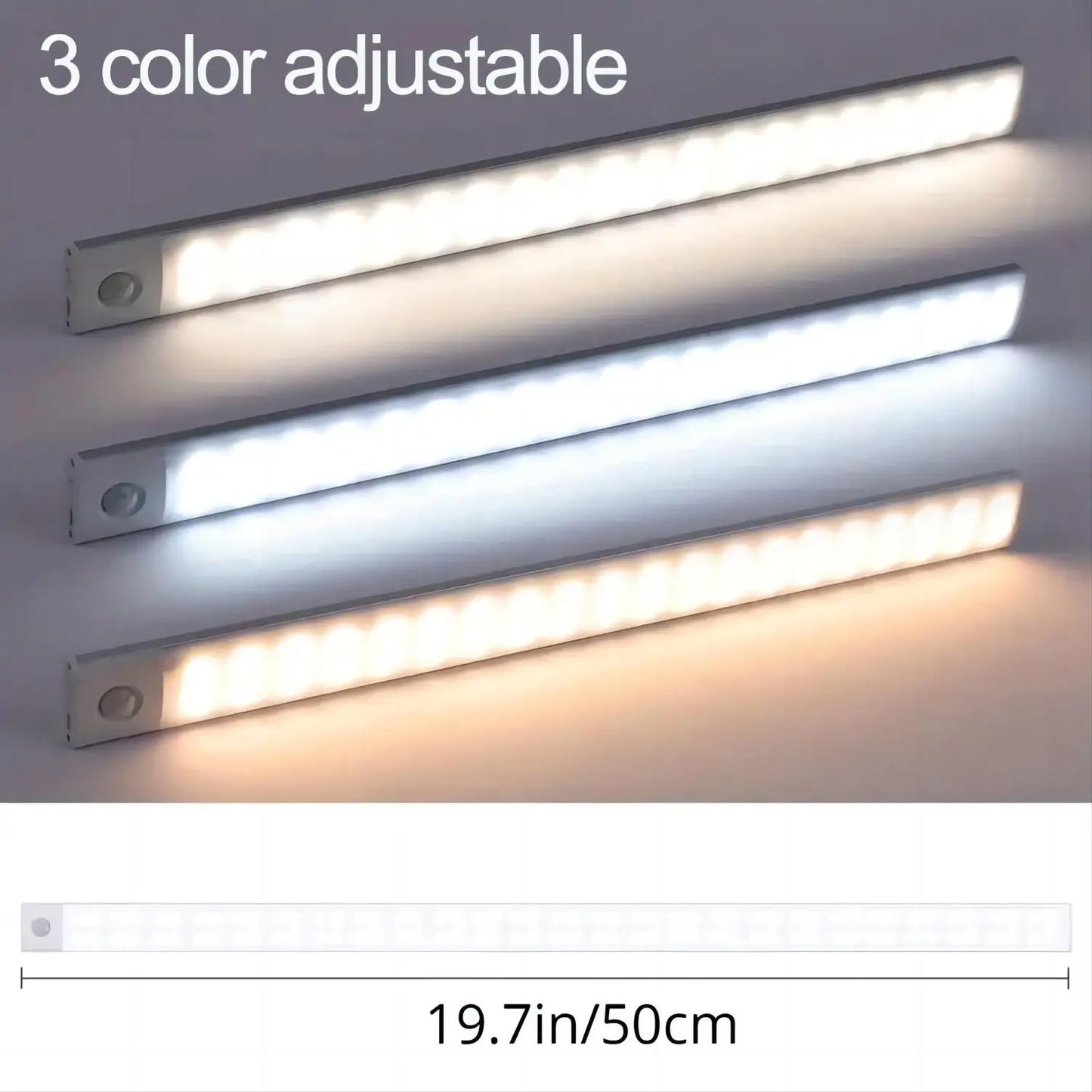 1pc LED Motion Sensor Cabinet Light, USB Rechargeable Night Counter Closet Light, Adjuastable Color,Different Size Available